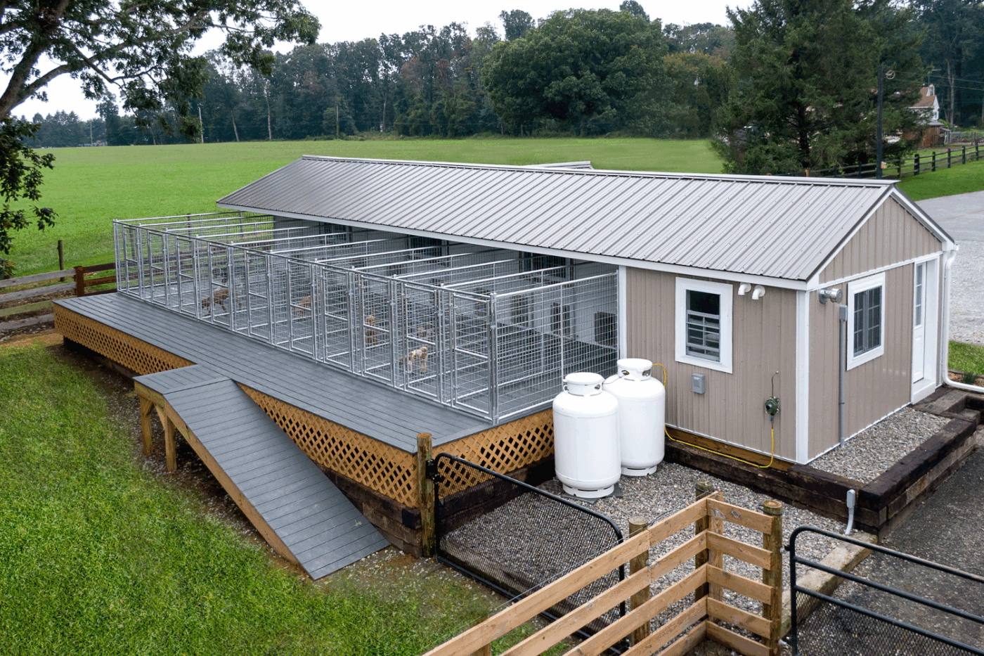 commercial dog kennel with 10 runs in north carolina with ramp