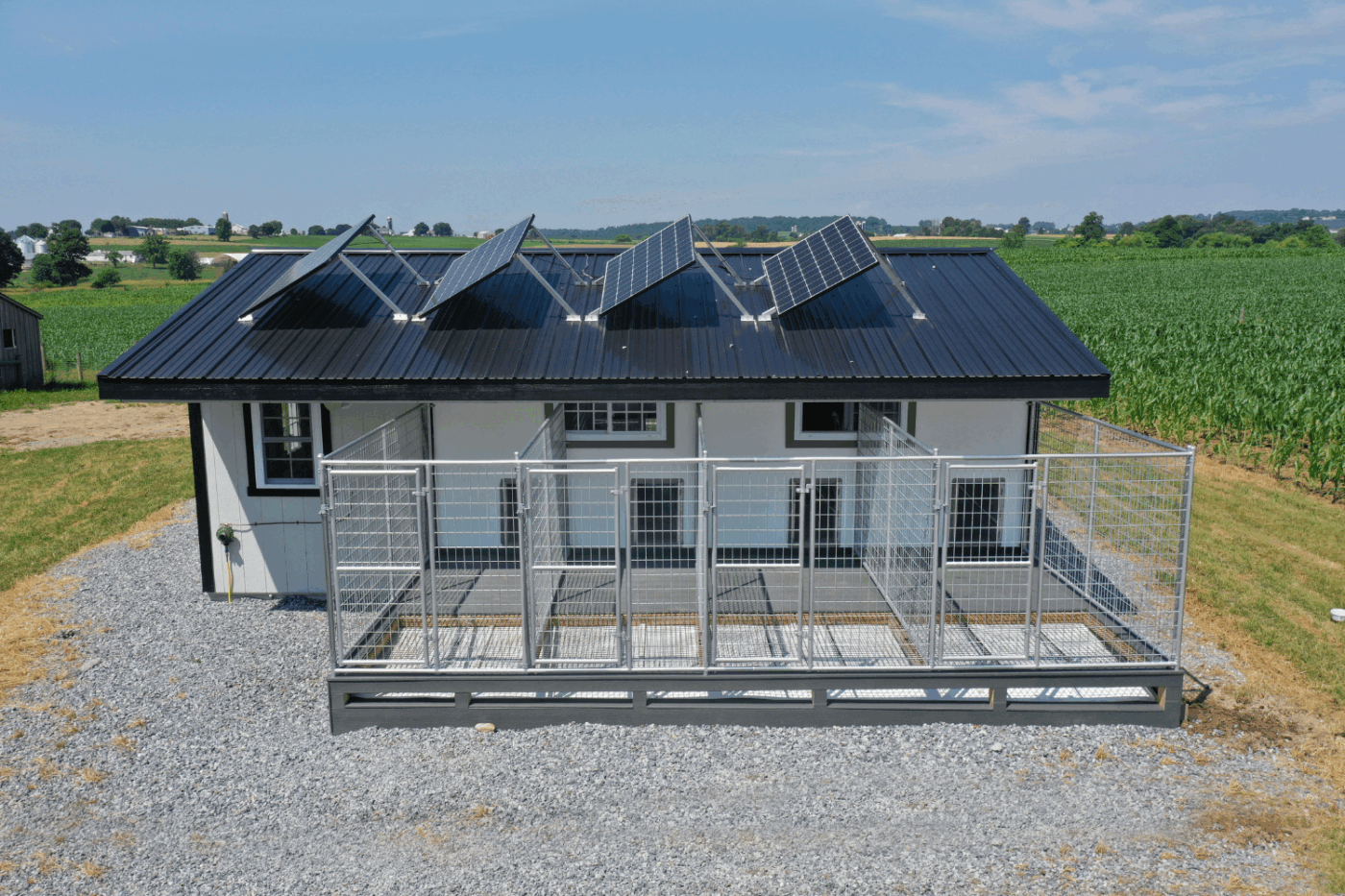 commercial dog kennel with solar panels in north carolina