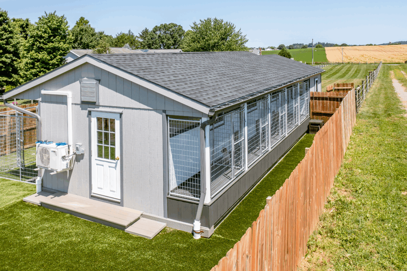 gray commercial dog kennel in north carolina