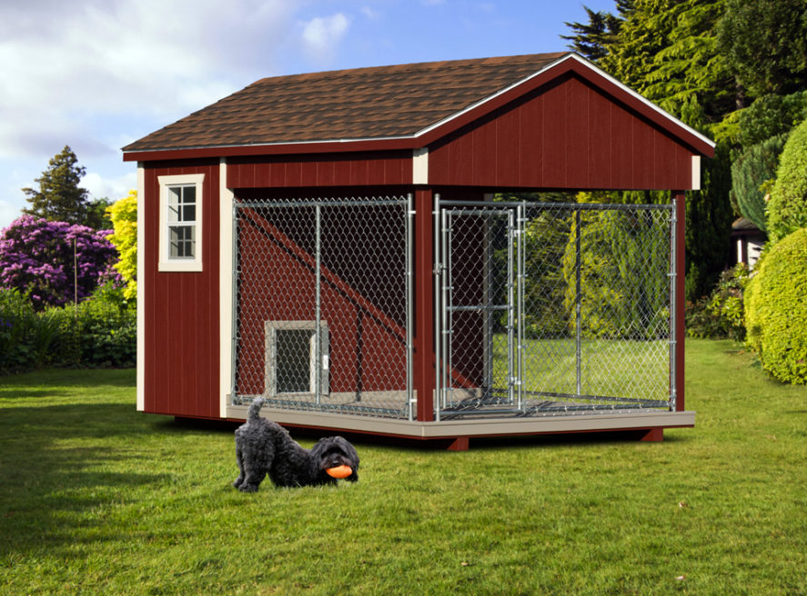 8x12 amish dog kennel red