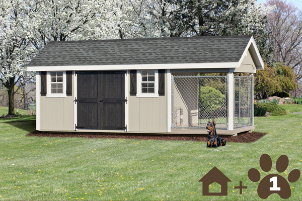 single shed with dog kennel